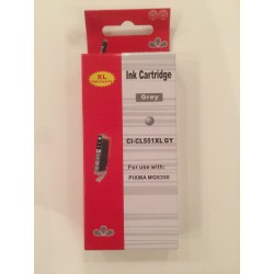 1 sæt (6 stk.) PGI 550XL BK, CLI 551XL BK,C,M,Y & GY,  kompatible patroner m/chip