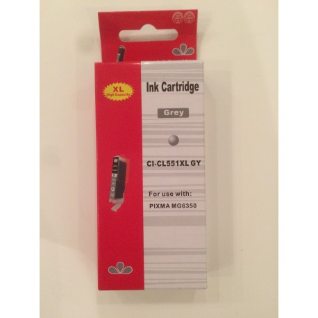 1 sæt (6 stk.) PGI 550XL BK, CLI 551XL BK,C,M,Y & GY,  kompatible patroner m/chip