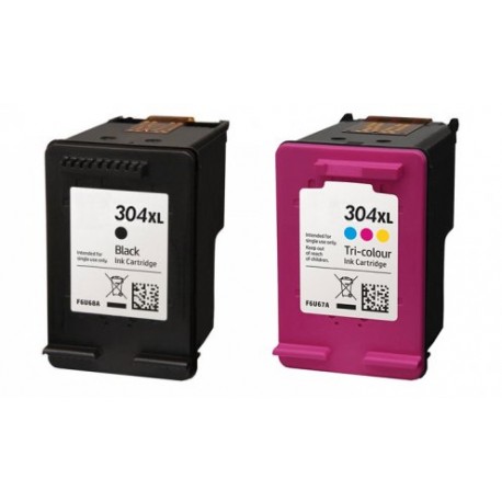 Sæt 2 stk. HPC 304XL (BK, CMY), Kompatible patroner