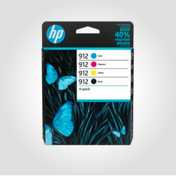 Sæt/4 stk. HP 912 BK,C,M,Y, Originale patroner BK 300 sider, C,M,Y 315 sider