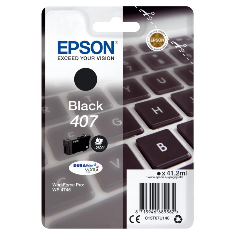 Epson 407 BK Blækpatron – 41,2 ml | Original Epson Blæk