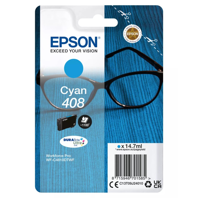 Epson 408 Cyan Blækpatron – 14,7 ml | Original Epson Blæk