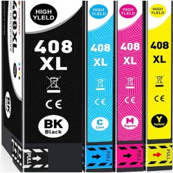 Epson 408XL Blækpatron Sæt – 4 stk. (BK, C, M, Y) Kompatibel | 117ml