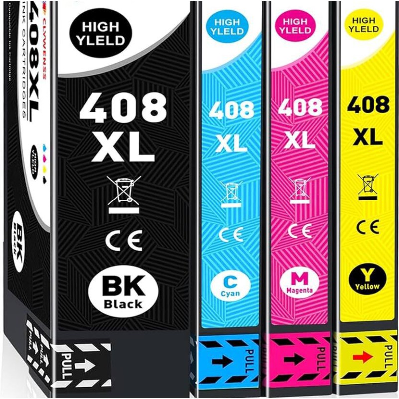 Epson 408XL Blækpatron Sæt – 4 stk. (BK, C, M, Y) Kompatibel | 117ml