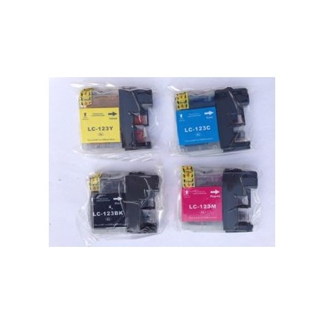 Sæt: (4 stk) LC 121/123XL BK, C, M, Y, kompatibel patron