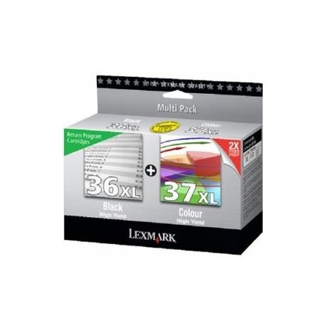 Sæt Lexmark 36XL BK og 37XL CMY originale patron